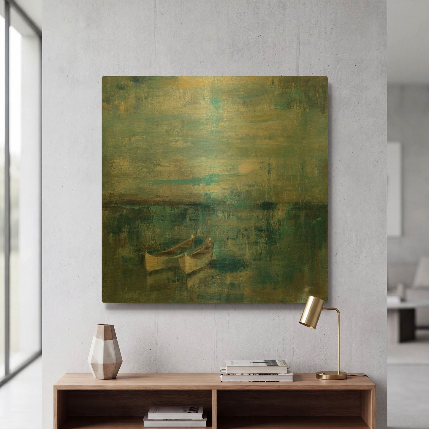 'Two Boats' By Silvia Vassileva Gold Metal Wall Art