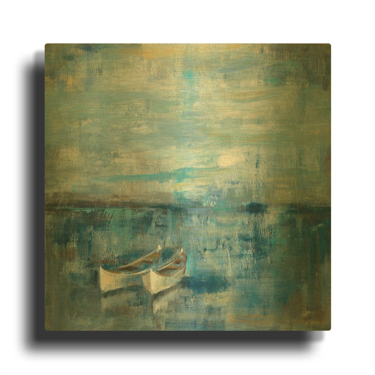 'Two Boats' By Silvia Vassileva Gold Metal Wall Art