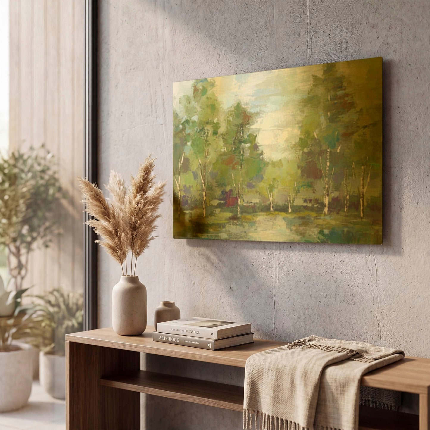 'Forest At Dawn' By Silvia Vassileva Gold Metal Wall Art