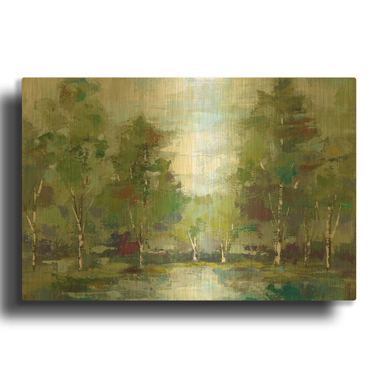 'Forest At Dawn' By Silvia Vassileva Gold Metal Wall Art