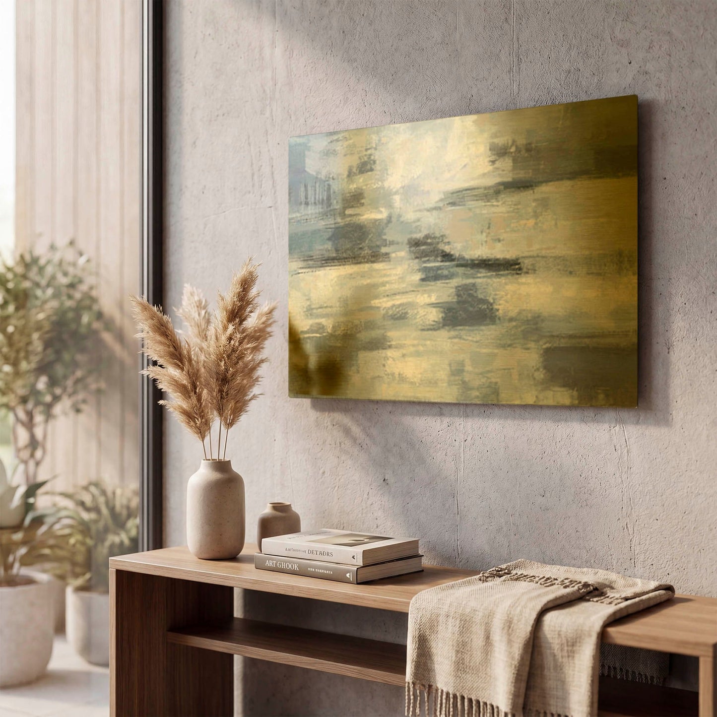 'Clear Water Indigo and Gray' By Silvia Vassileva Gold Metal Wall Art