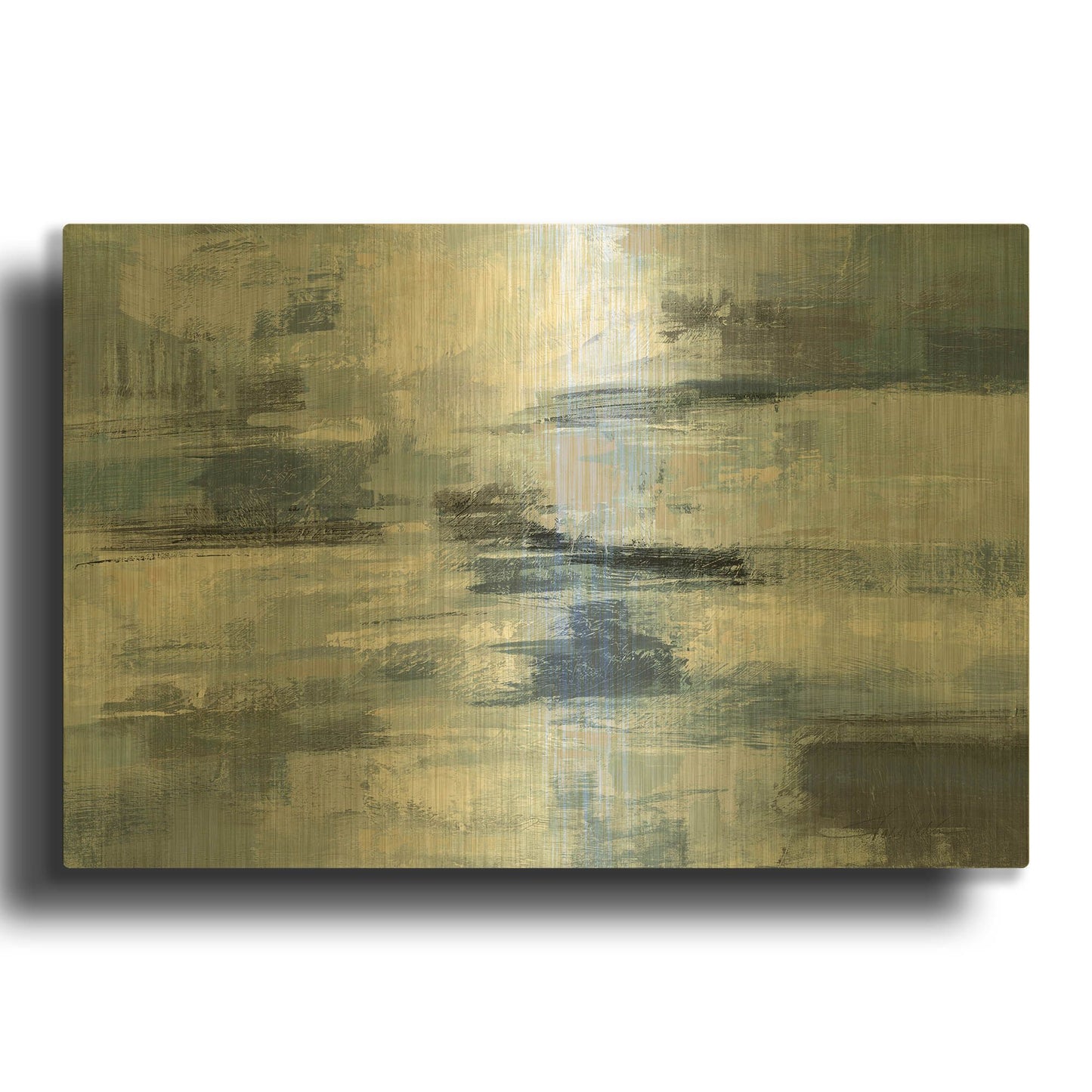 'Clear Water Indigo and Gray' By Silvia Vassileva Gold Metal Wall Art