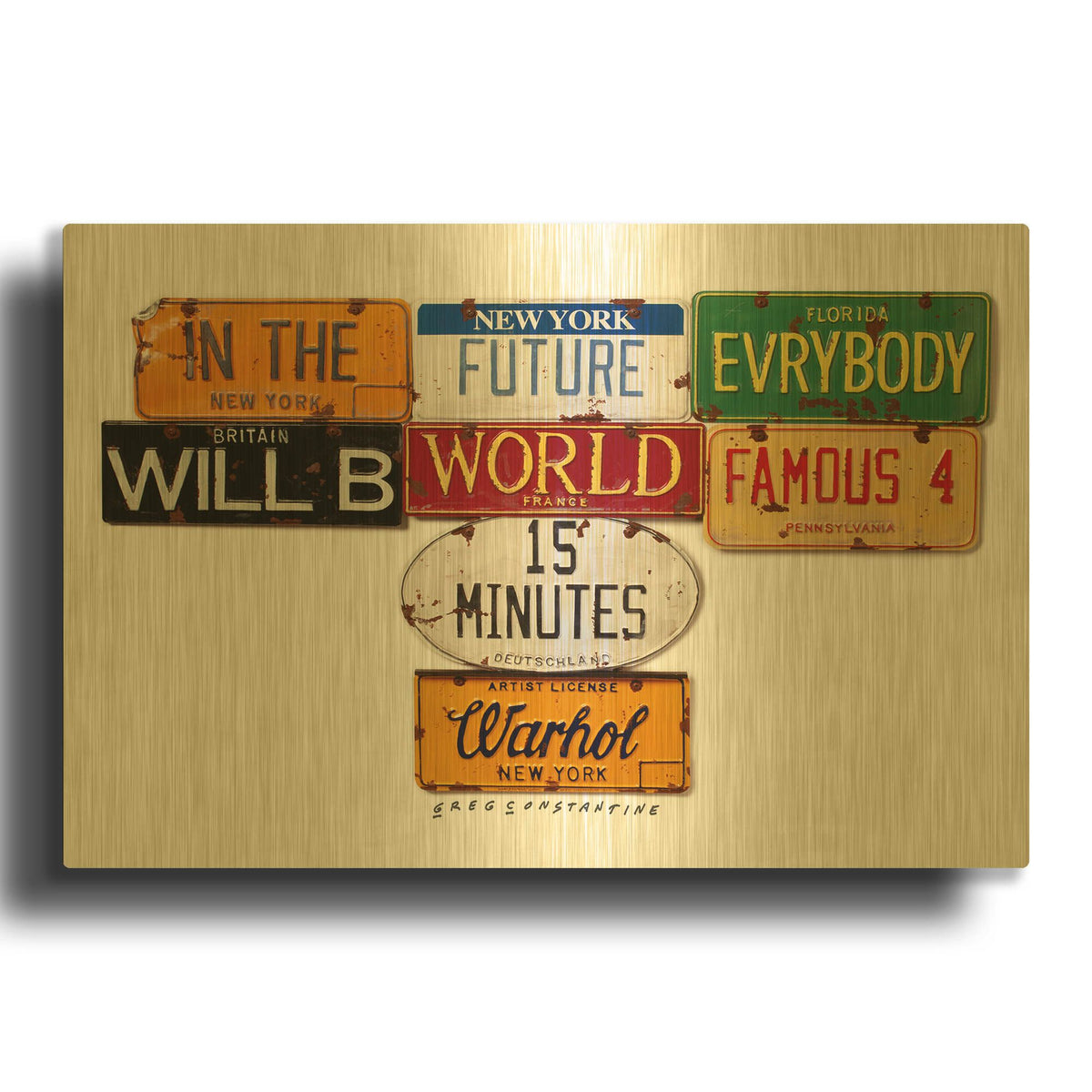 'Warhol Everybody Famous' By Gregory Constantine Gold Metal Wall Art