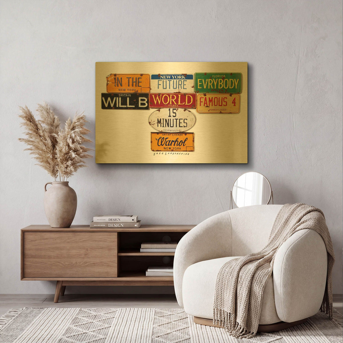'Warhol Everybody Famous' By Gregory Constantine Gold Metal Wall Art