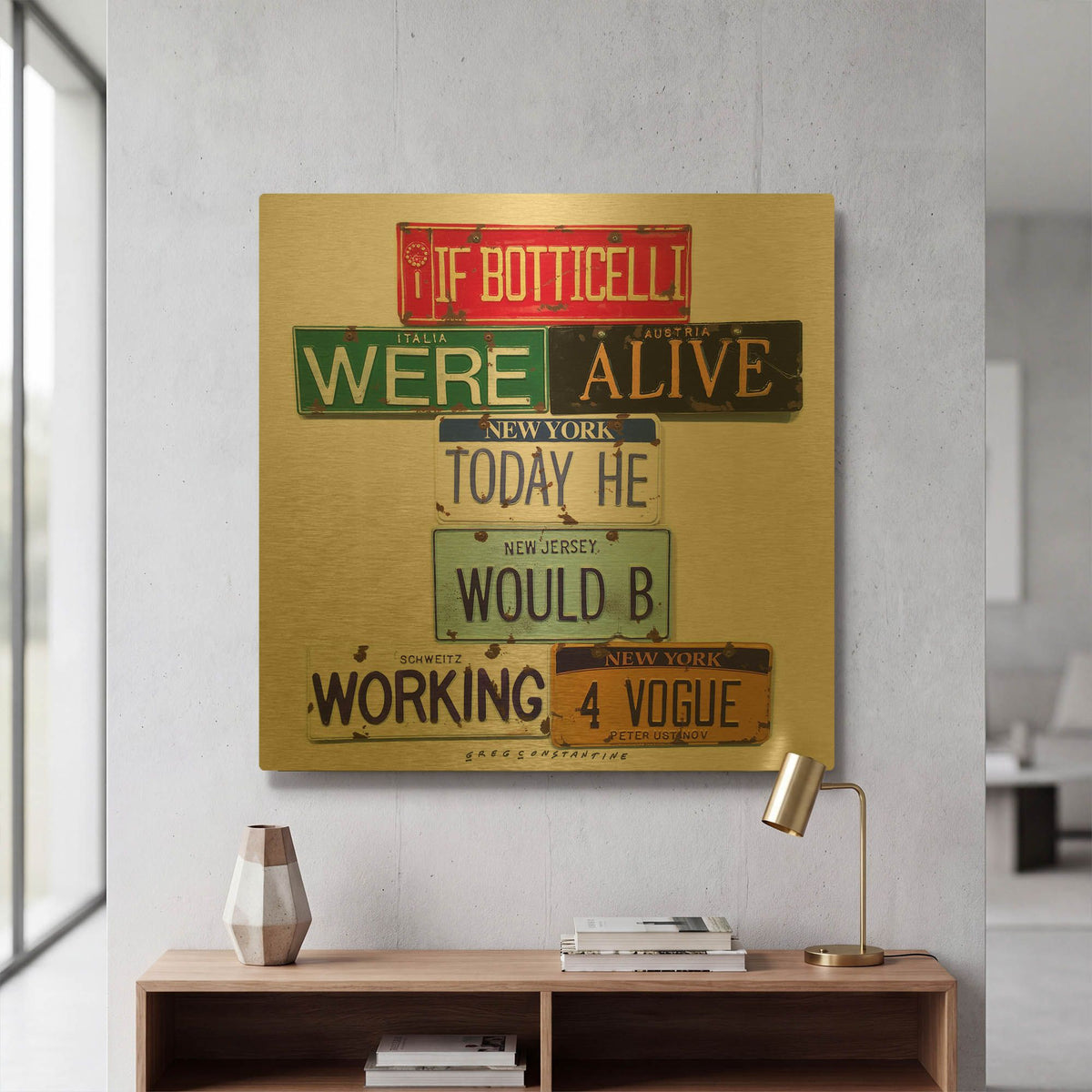 'Ustinov Botticelli Working 4 Vogue' By Gregory Constantine Gold Metal Wall Art