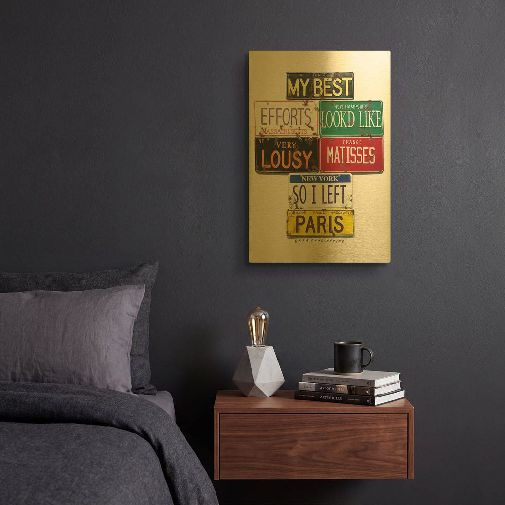 'Rockwell Lousy Matisses' By Gregory Constantine Gold Metal Wall Art