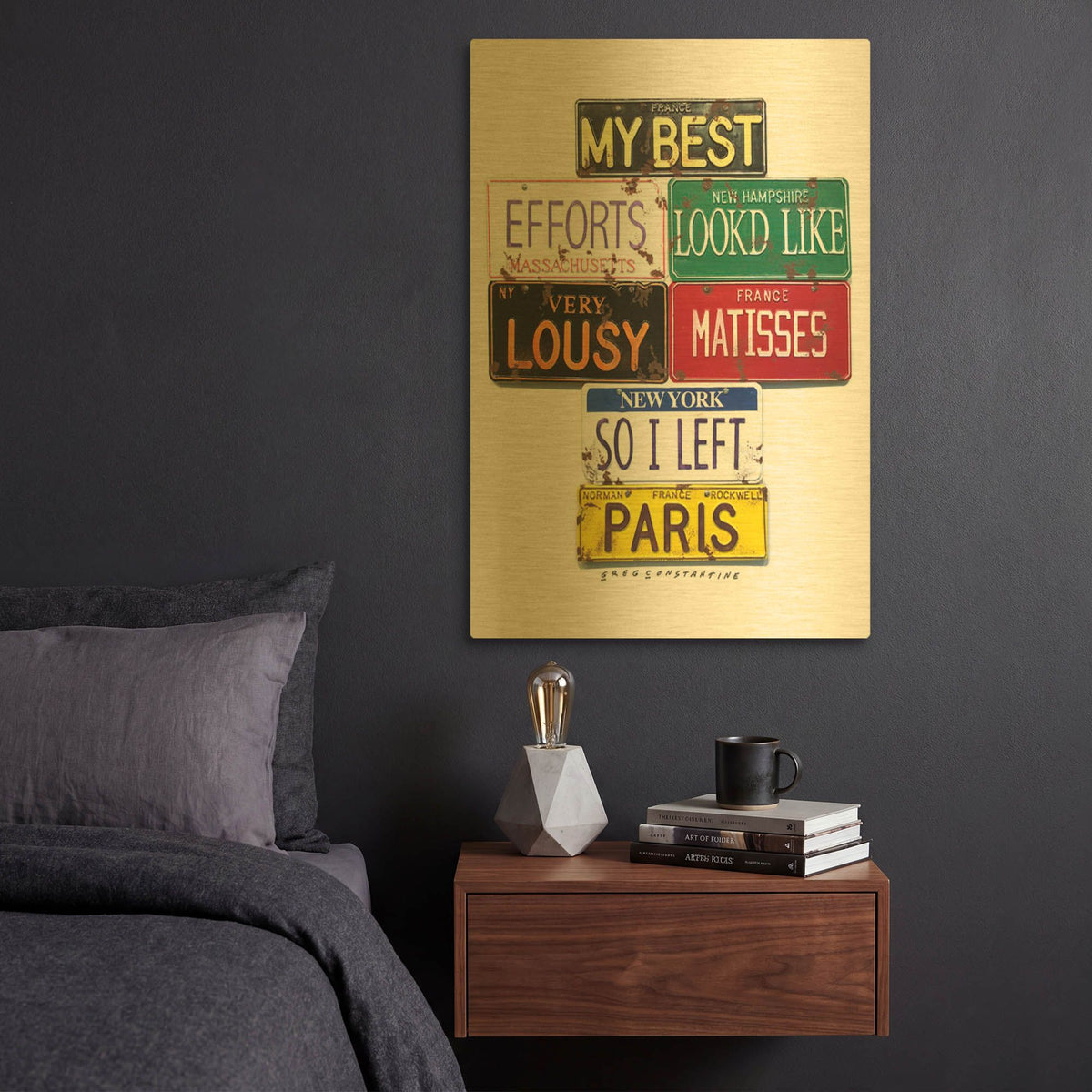 'Rockwell Lousy Matisses' By Gregory Constantine Gold Metal Wall Art
