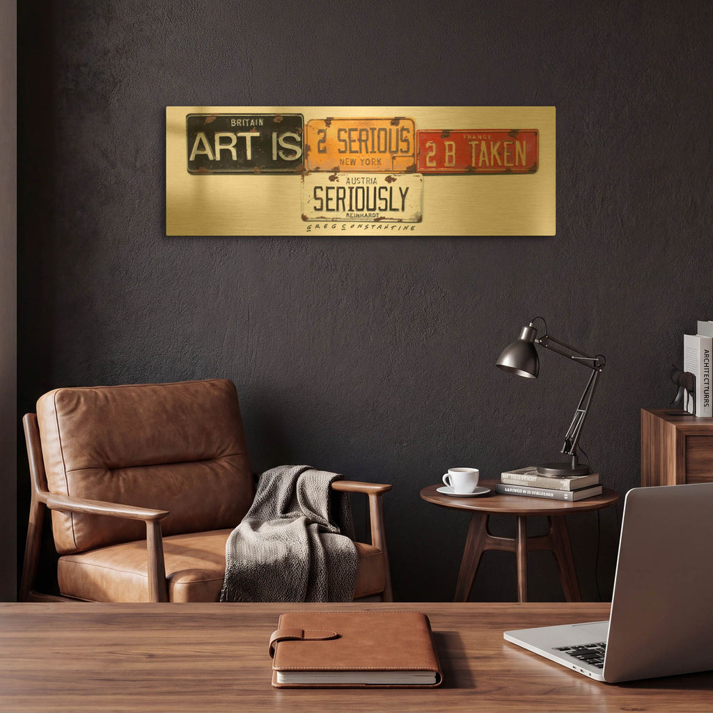 'Reinhardt Seriously' By Gregory Constantine Gold Metal Wall Art