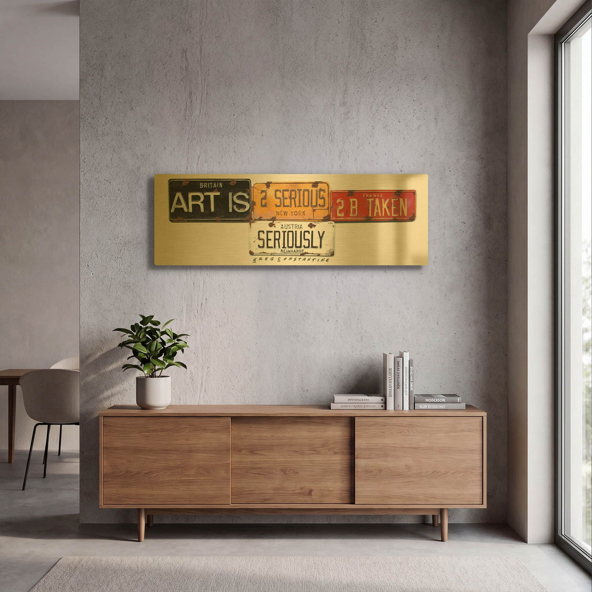 'Reinhardt Seriously' By Gregory Constantine Gold Metal Wall Art