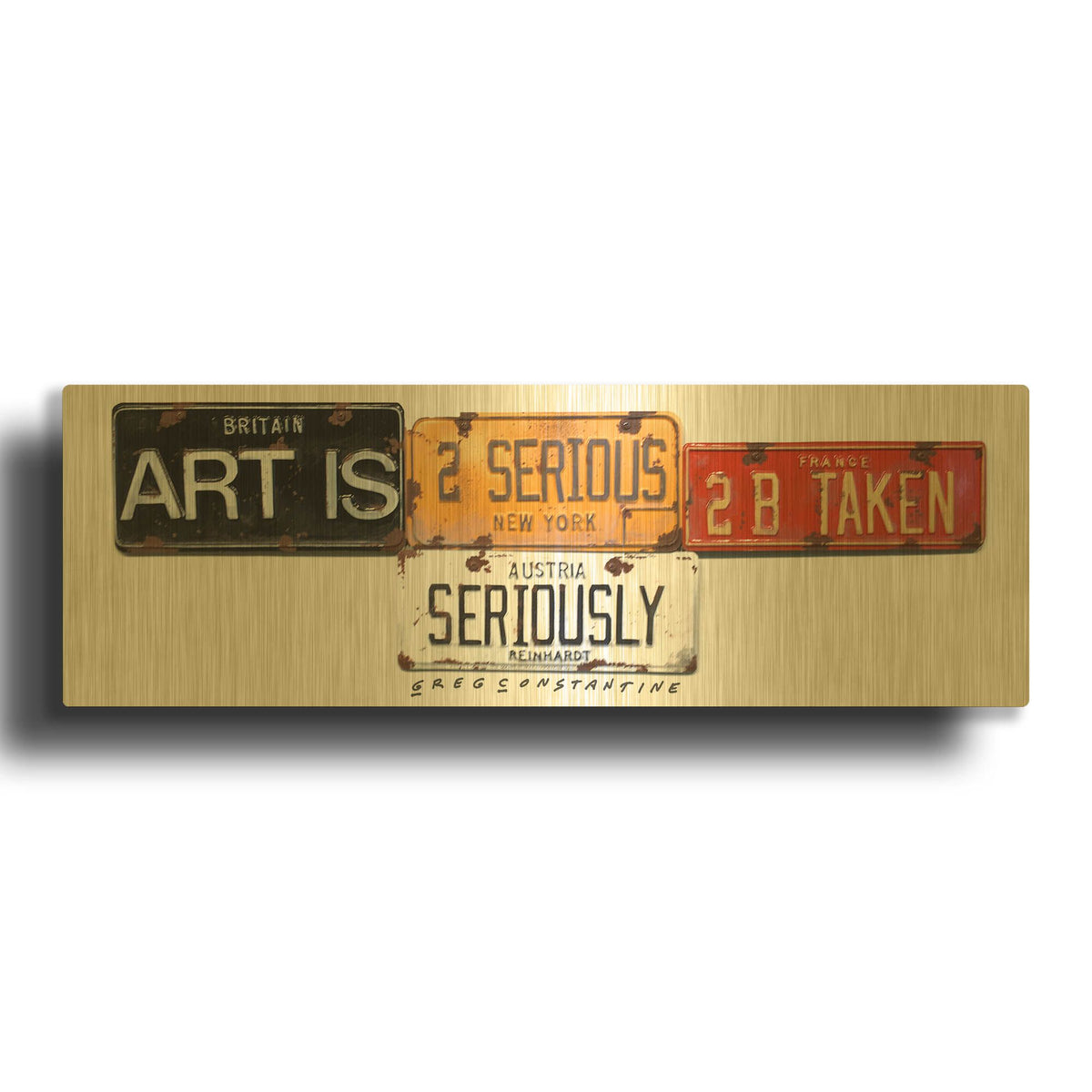 'Reinhardt Seriously' By Gregory Constantine Gold Metal Wall Art