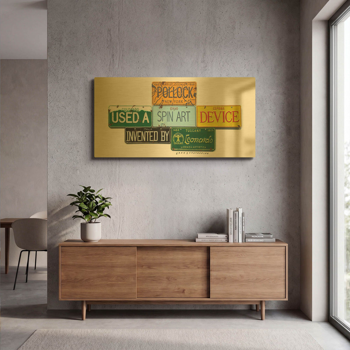 'Pollock Spin Art' By Gregory Constantine Gold Metal Wall Art