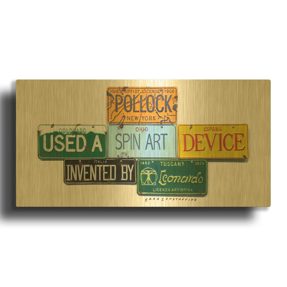 'Pollock Spin Art' By Gregory Constantine Gold Metal Wall Art