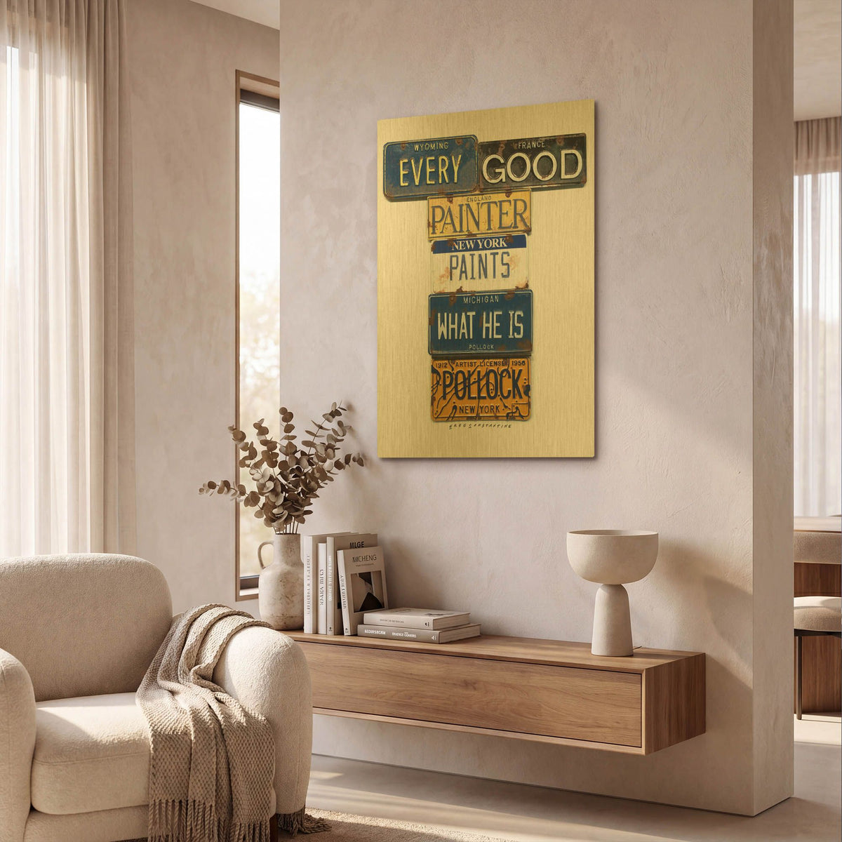 'Pollock Every Painter' By Gregory Constantine Gold Metal Wall Art