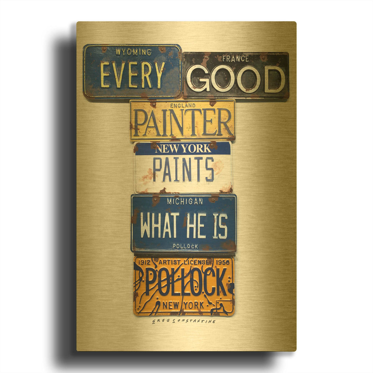 'Pollock Every Painter' By Gregory Constantine Gold Metal Wall Art