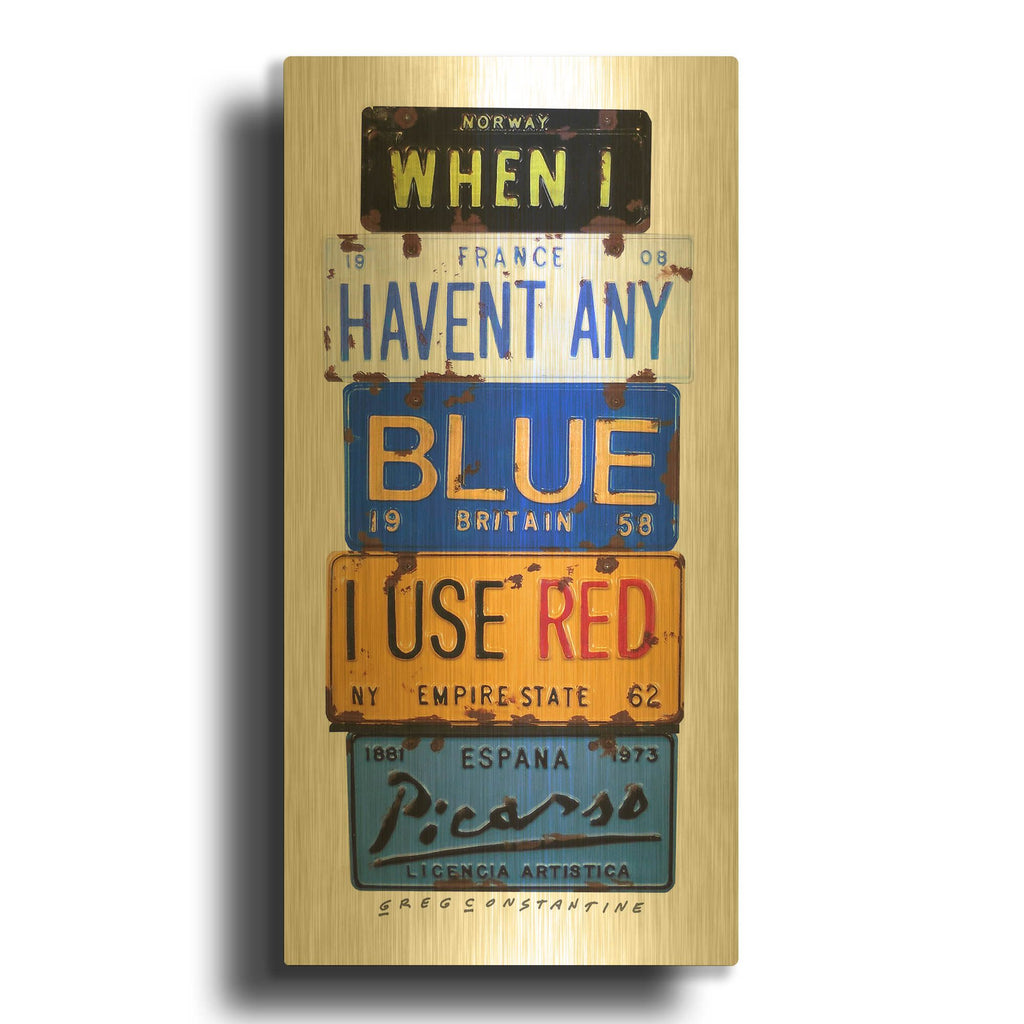 'Picasso Use Red' By Gregory Constantine Gold Metal Wall Art