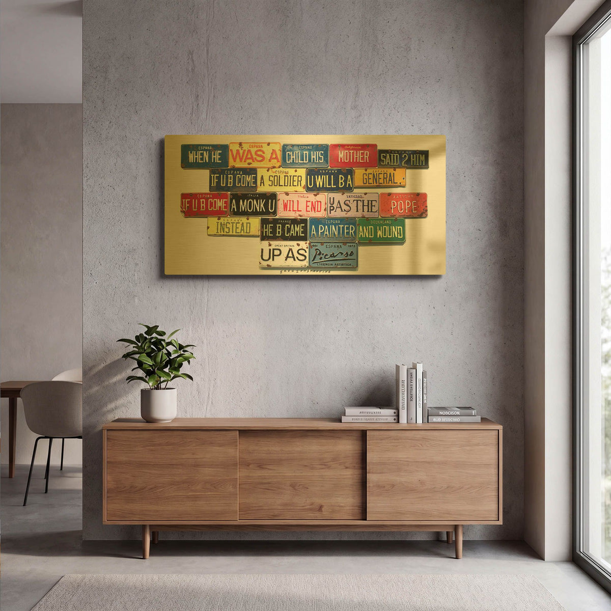 'Picasso Mother Said' By Gregory Constantine Gold Metal Wall Art