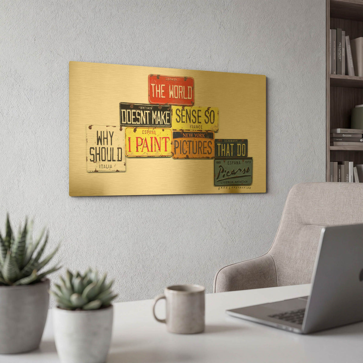 'Picasso Make Sense' By Gregory Constantine Gold Metal Wall Art