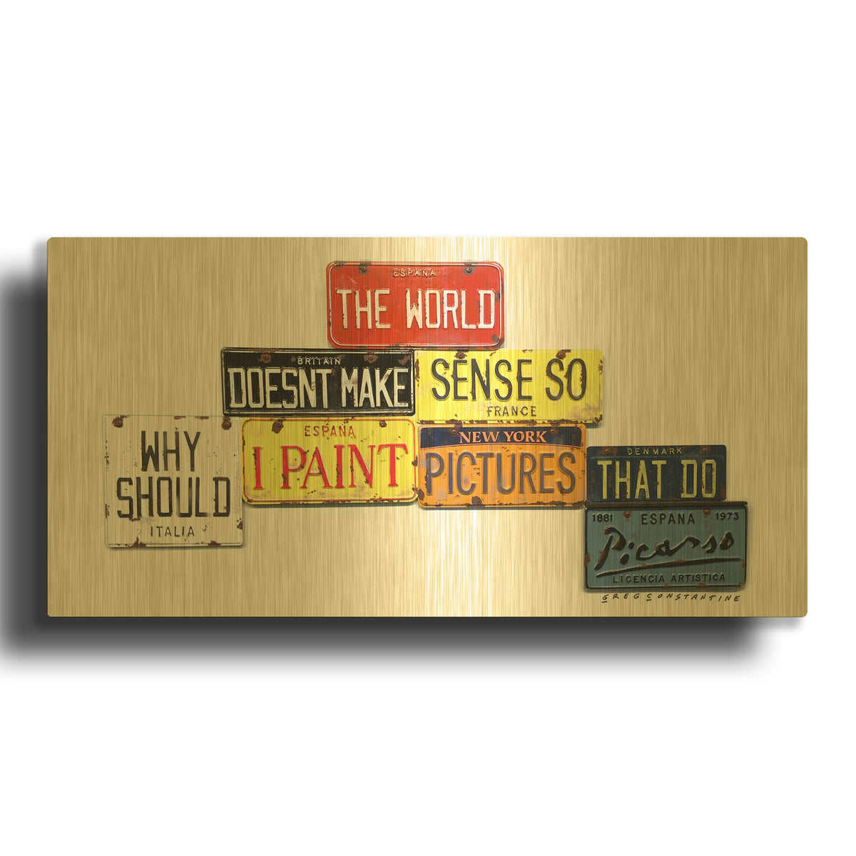 'Picasso Make Sense' By Gregory Constantine Gold Metal Wall Art