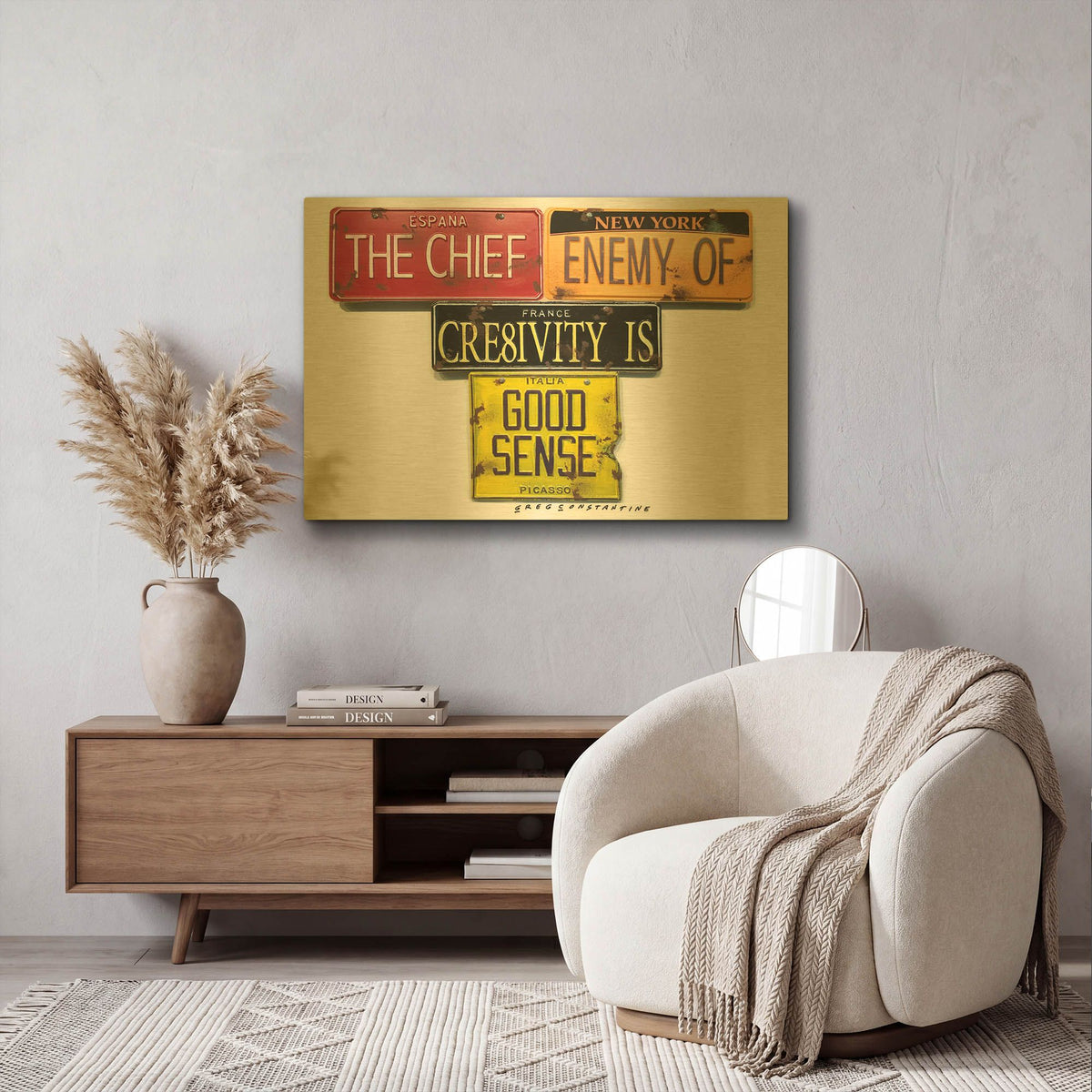 'Picasso Chief Enemy' By Gregory Constantine Gold Metal Wall Art