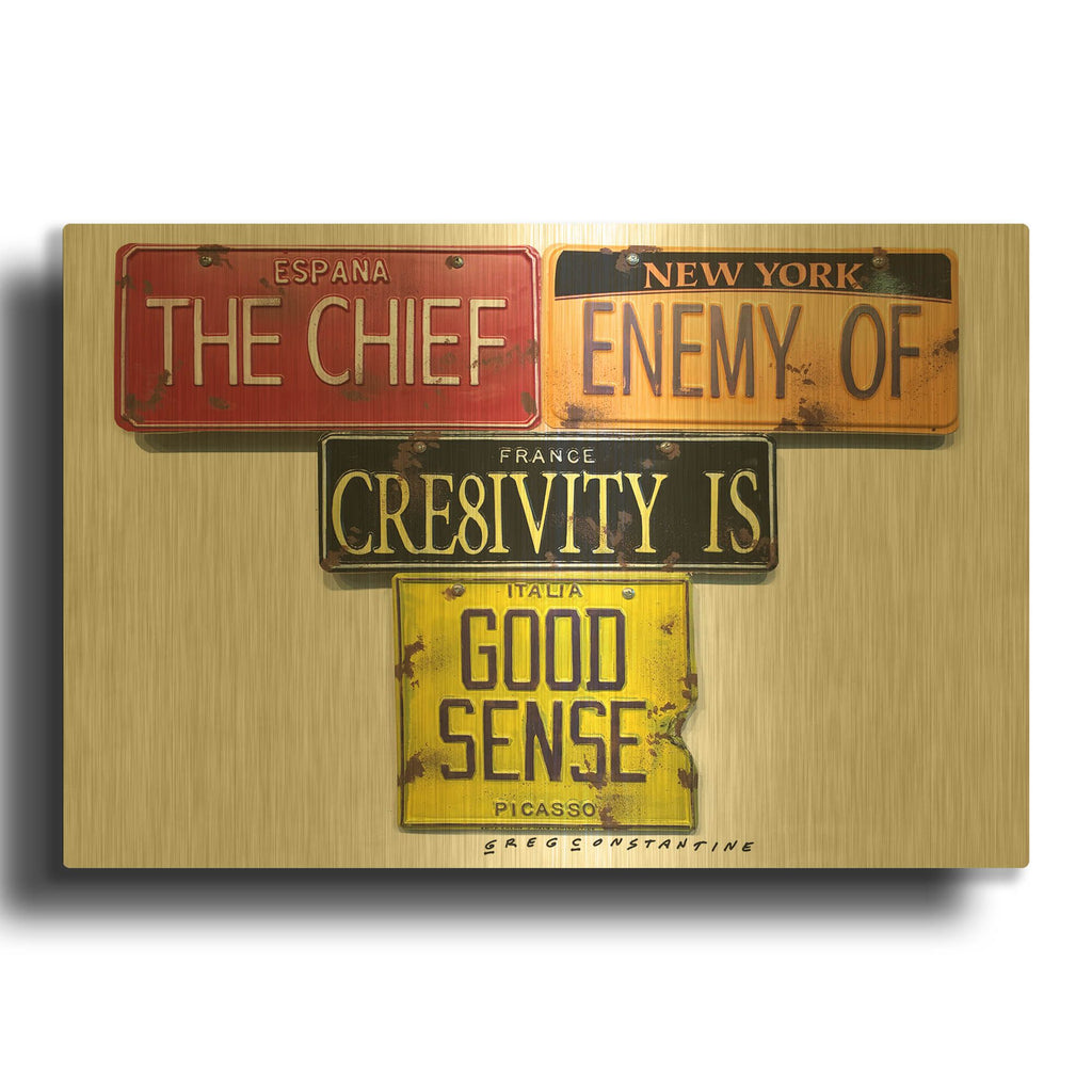 'Picasso Chief Enemy' By Gregory Constantine Gold Metal Wall Art