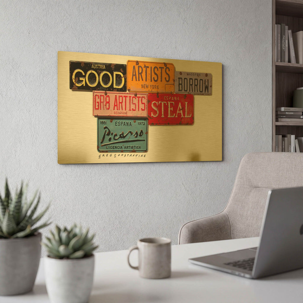 'Picasso Artists Steal' By Gregory Constantine Gold Metal Wall Art