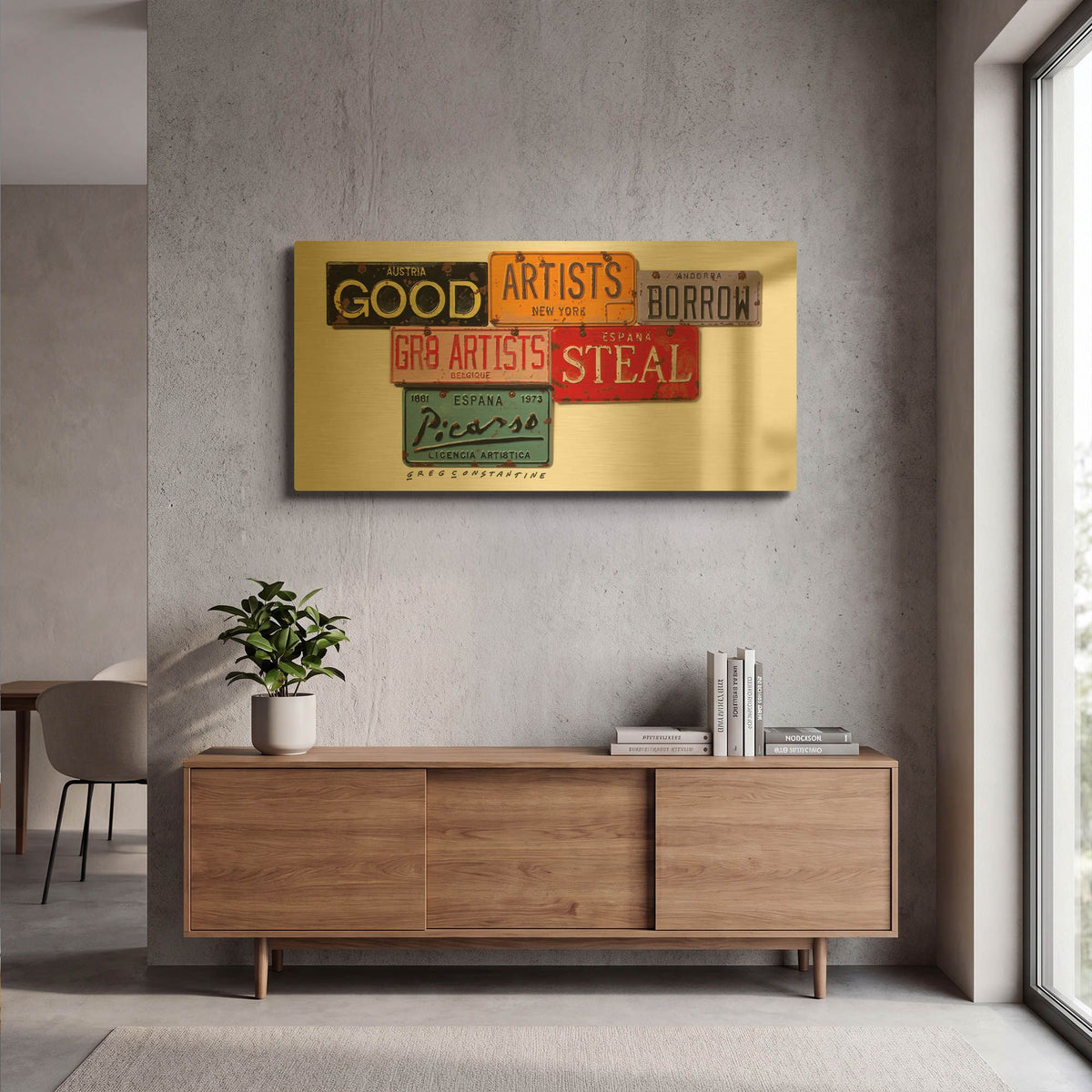 'Picasso Artists Steal' By Gregory Constantine Gold Metal Wall Art