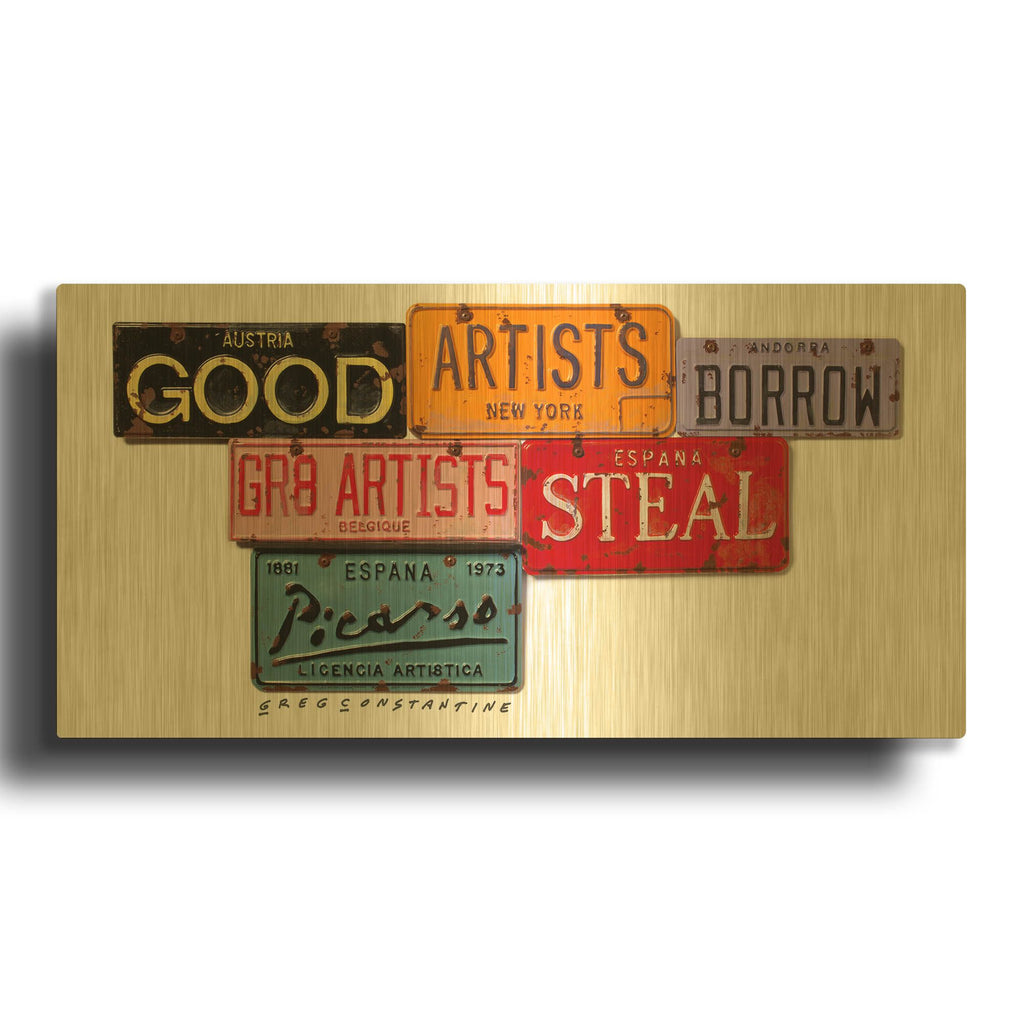 'Picasso Artists Steal' By Gregory Constantine Gold Metal Wall Art