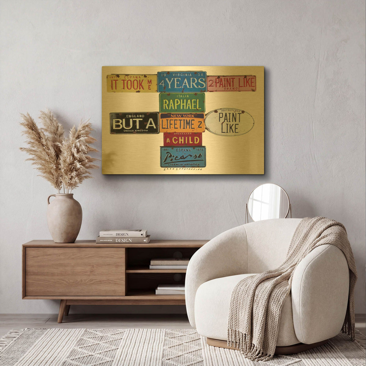 'Picasso 4 Years' By Gregory Constantine Gold Metal Wall Art