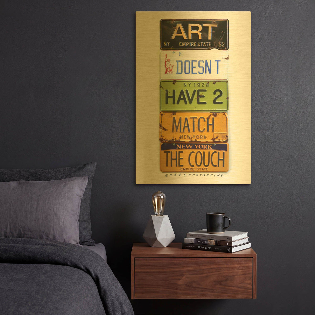'Pennington Couch' By Gregory Constantine Gold Metal Wall Art