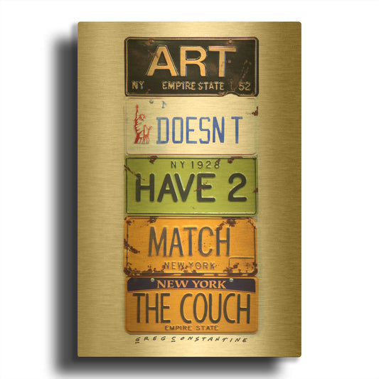 'Pennington Couch' By Gregory Constantine Gold Metal Wall Art