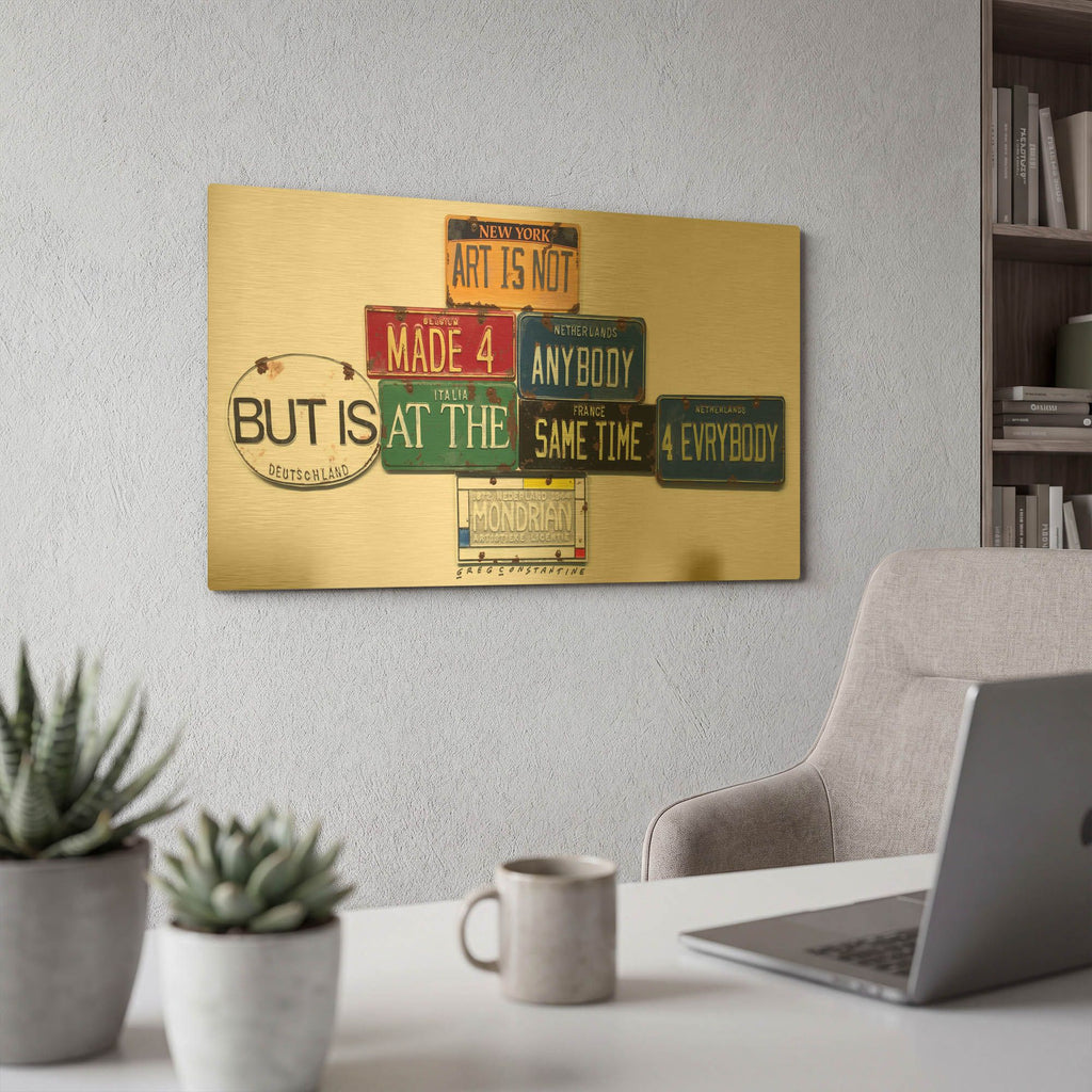 'Mondrian Not 4 Anybody' By Gregory Constantine Gold Metal Wall Art
