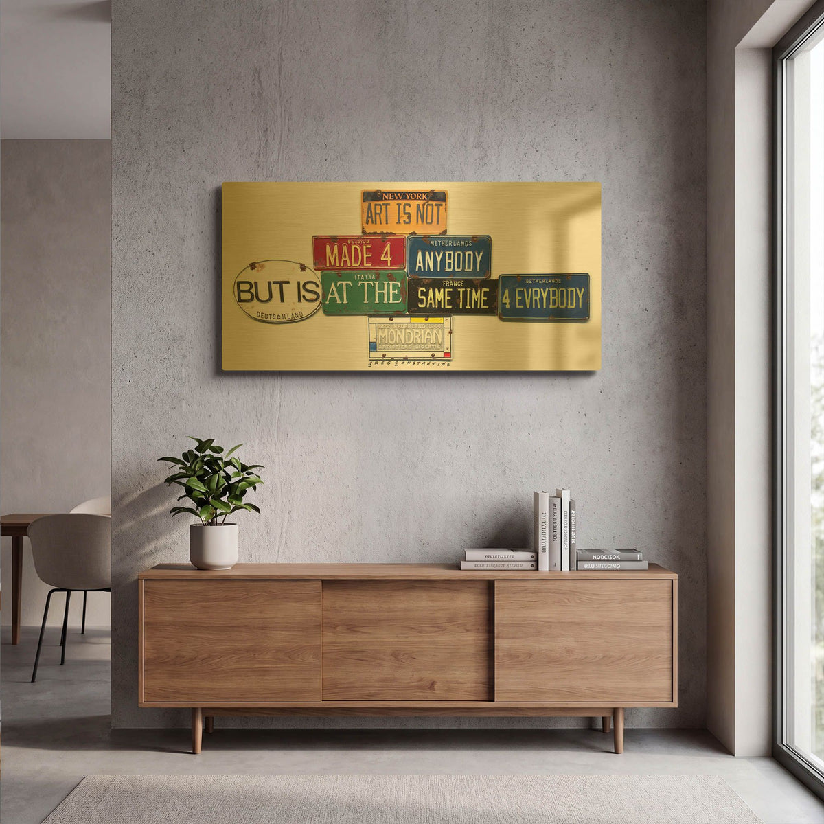 'Mondrian Not 4 Anybody' By Gregory Constantine Gold Metal Wall Art