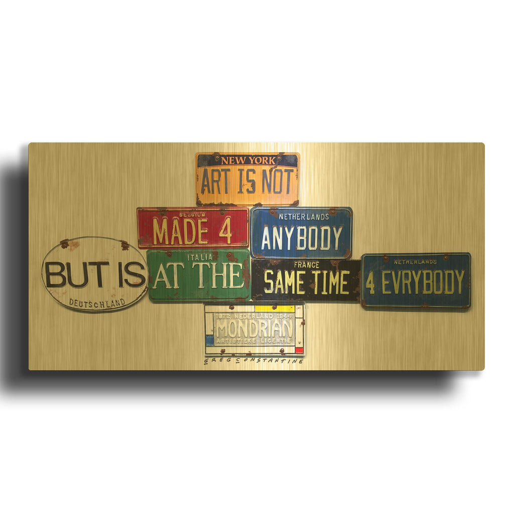 'Mondrian Not 4 Anybody' By Gregory Constantine Gold Metal Wall Art