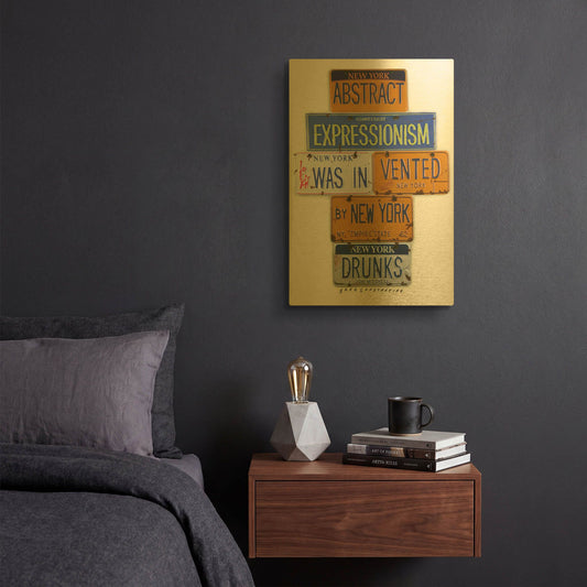 'Mitchell NY Drunks' By Gregory Constantine Gold Metal Wall Art