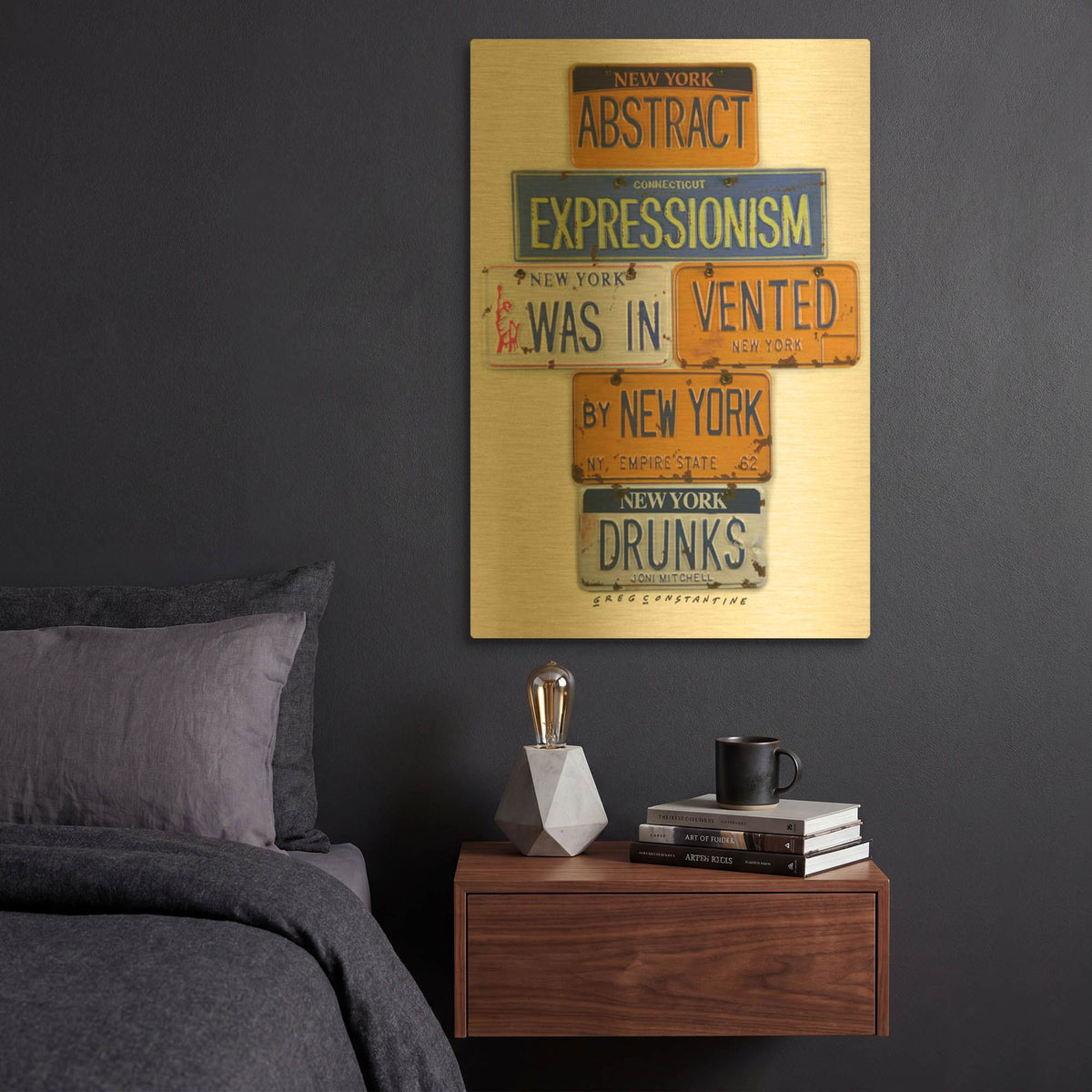 'Mitchell NY Drunks' By Gregory Constantine Gold Metal Wall Art
