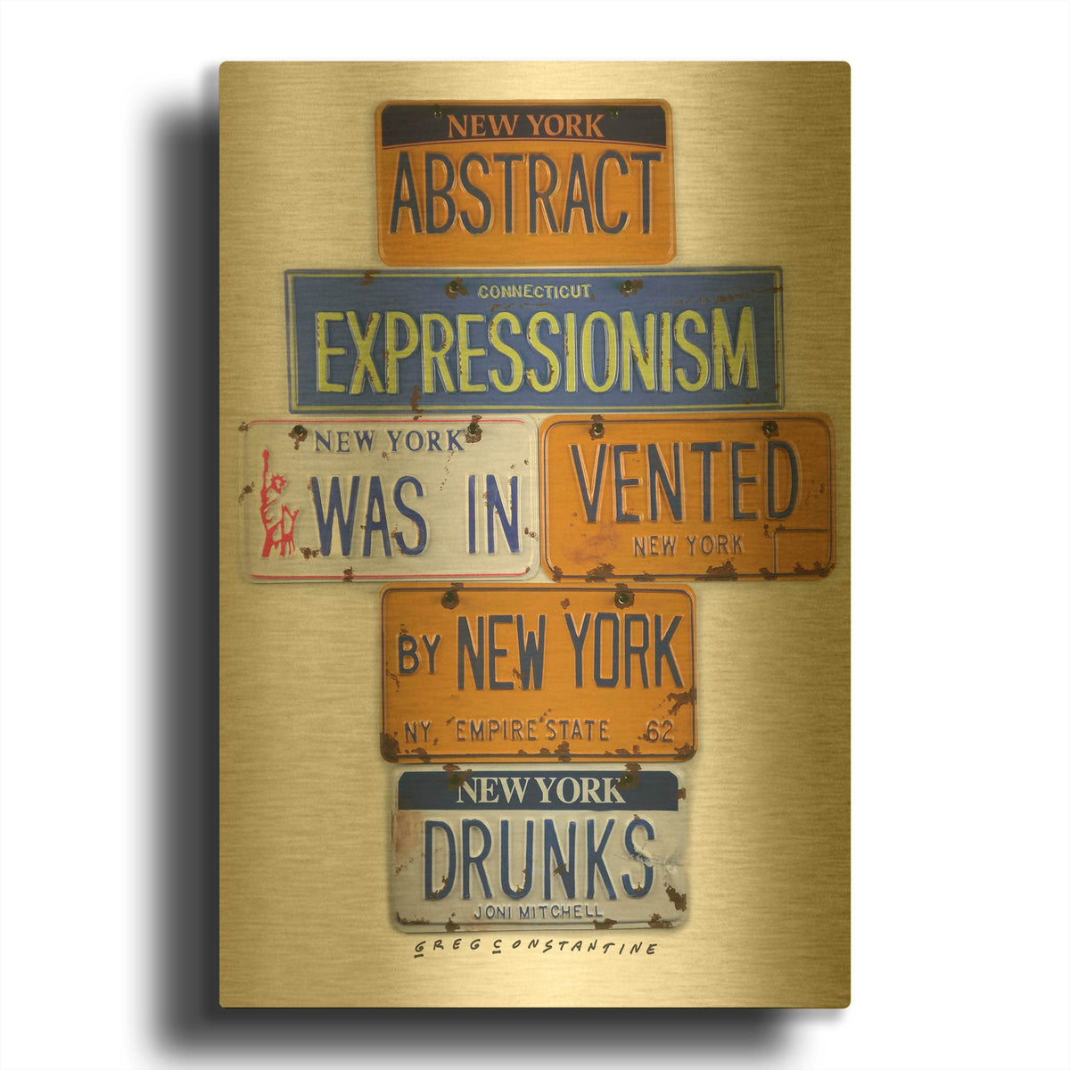 'Mitchell NY Drunks' By Gregory Constantine Gold Metal Wall Art
