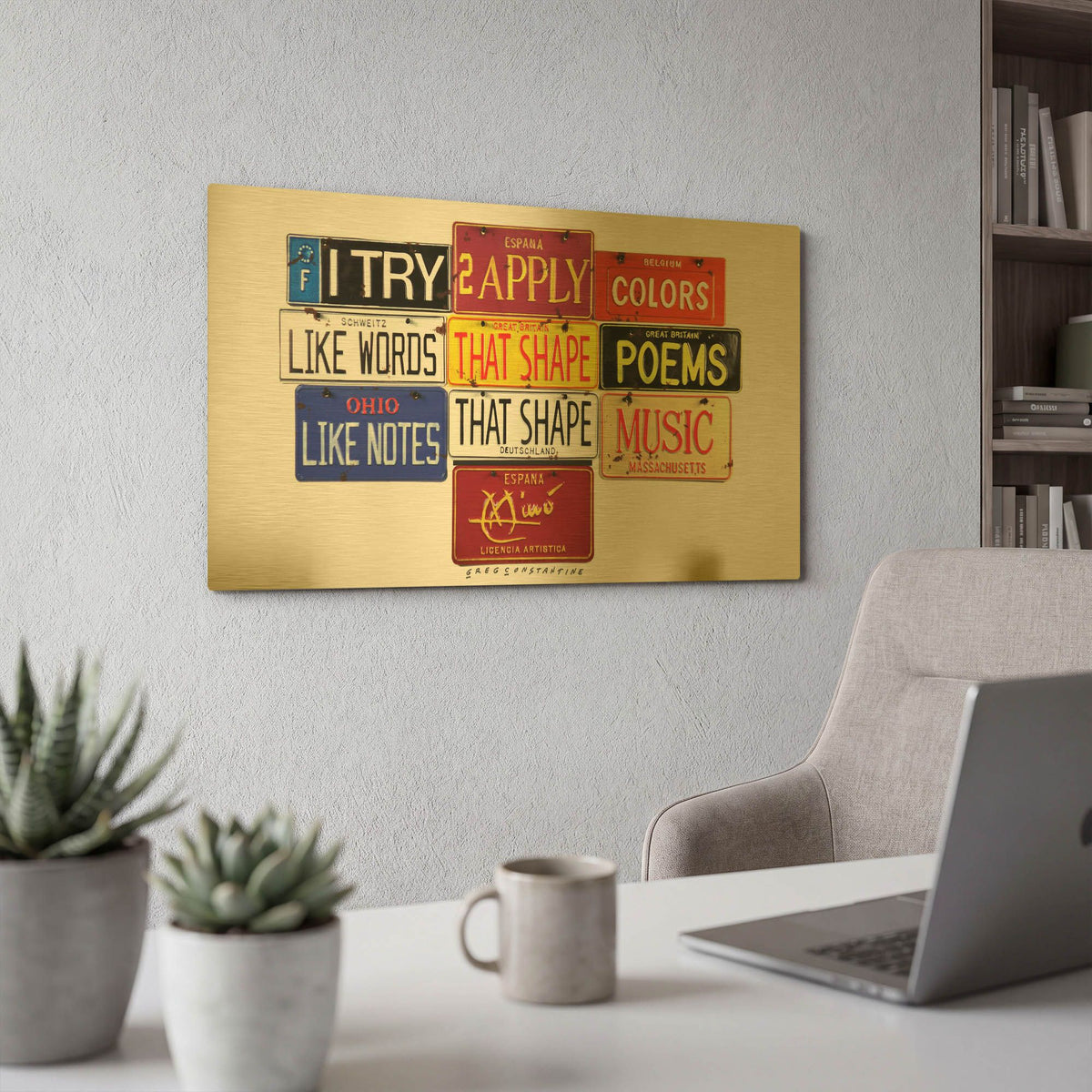 'Miro Colors' By Gregory Constantine Gold Metal Wall Art