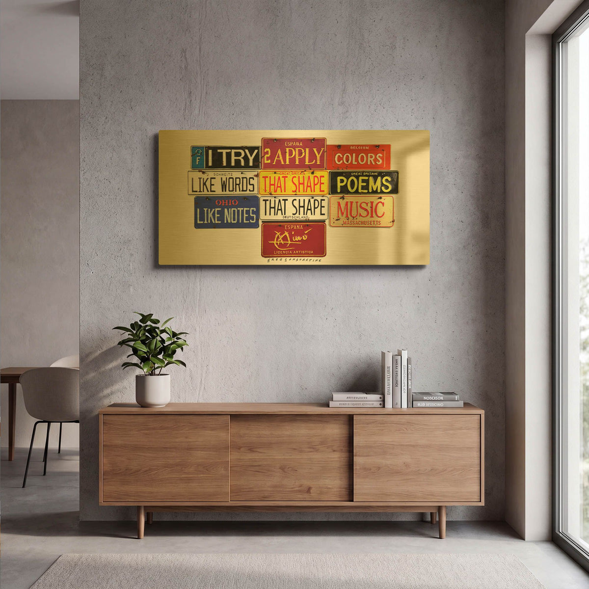 'Miro Colors' By Gregory Constantine Gold Metal Wall Art