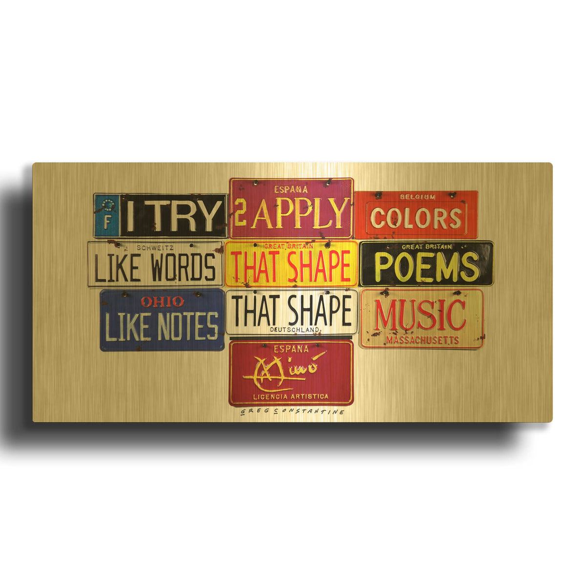 'Miro Colors' By Gregory Constantine Gold Metal Wall Art