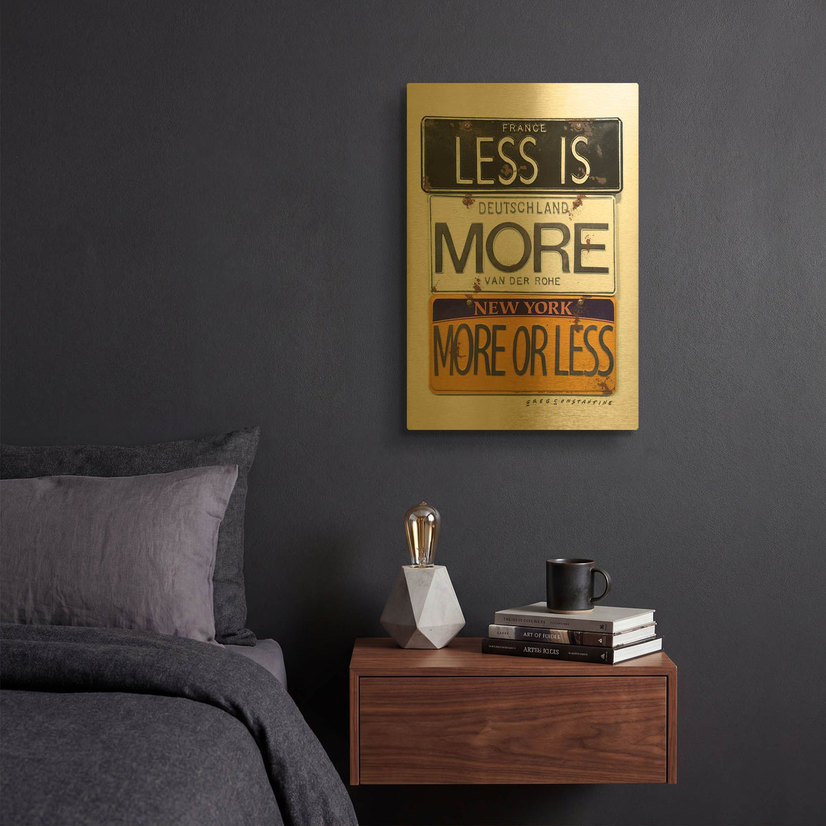 'Mies Less Is More' By Gregory Constantine Gold Metal Wall Art