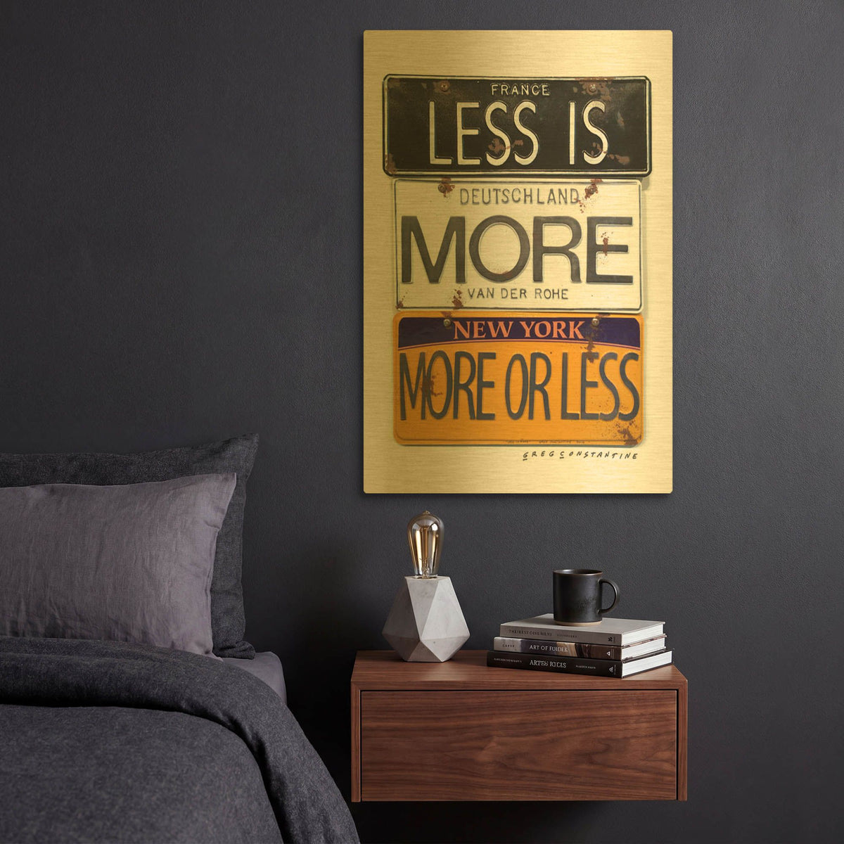 'Mies Less Is More' By Gregory Constantine Gold Metal Wall Art