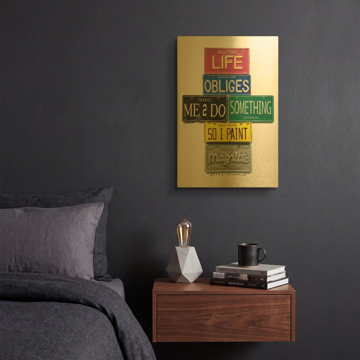 'Magritte So I Paint' By Gregory Constantine Gold Metal Wall Art