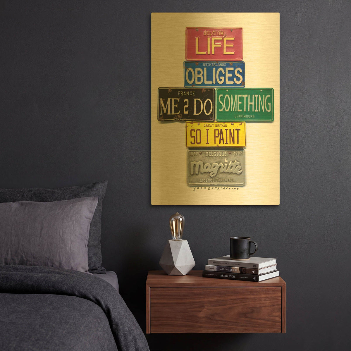 'Magritte So I Paint' By Gregory Constantine Gold Metal Wall Art