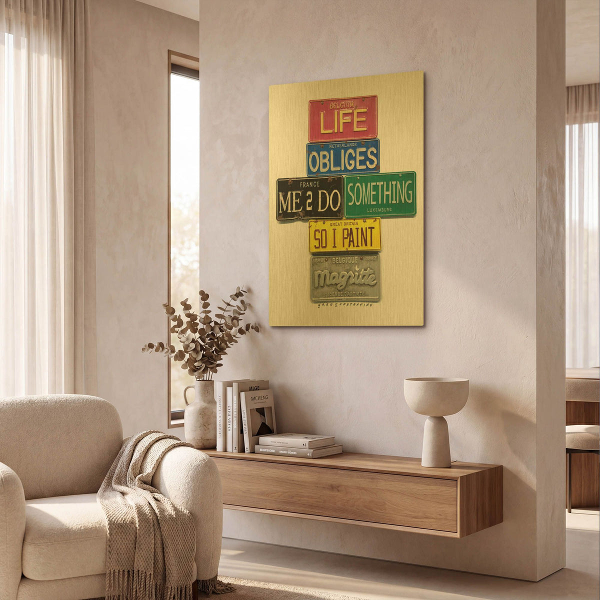 'Magritte So I Paint' By Gregory Constantine Gold Metal Wall Art