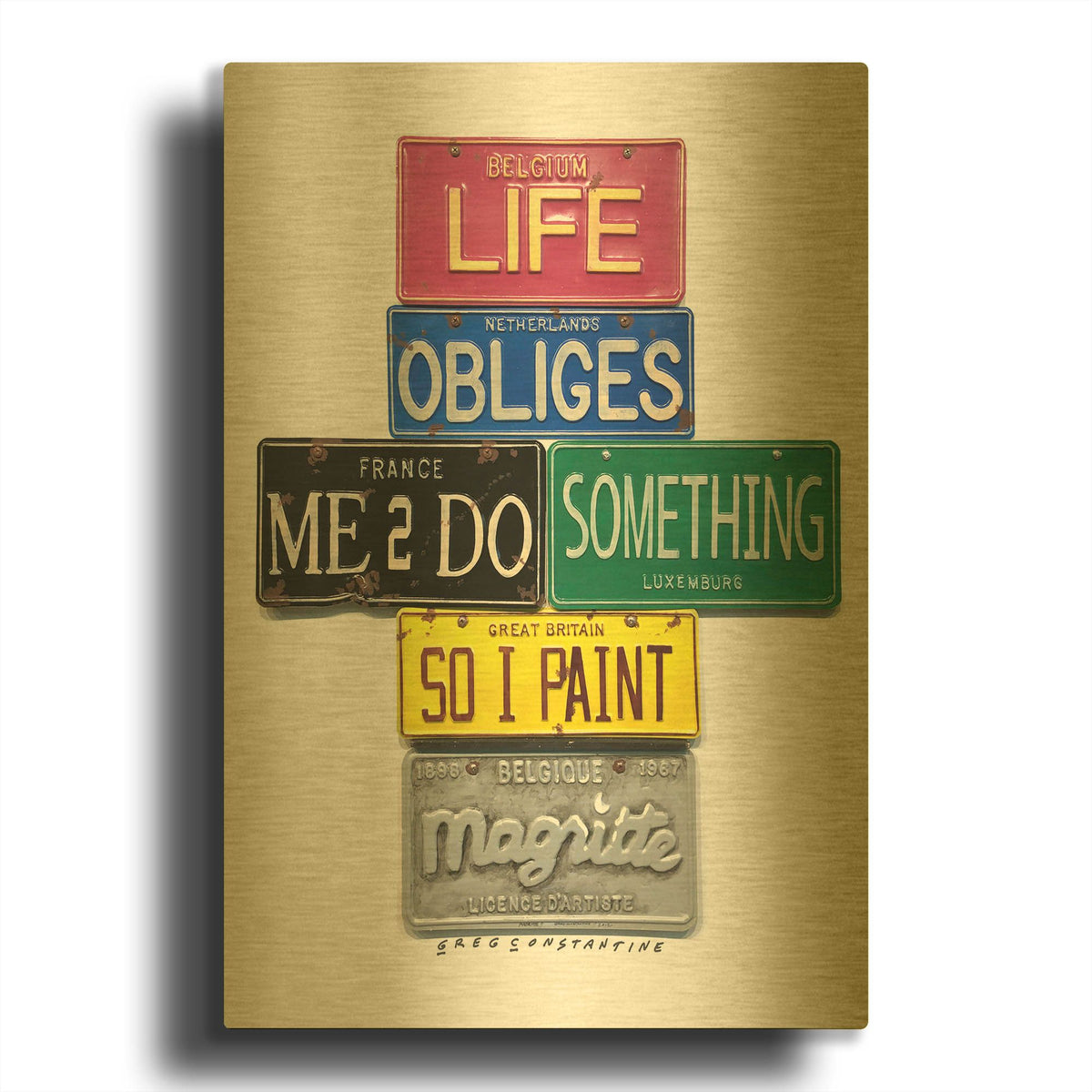 'Magritte So I Paint' By Gregory Constantine Gold Metal Wall Art