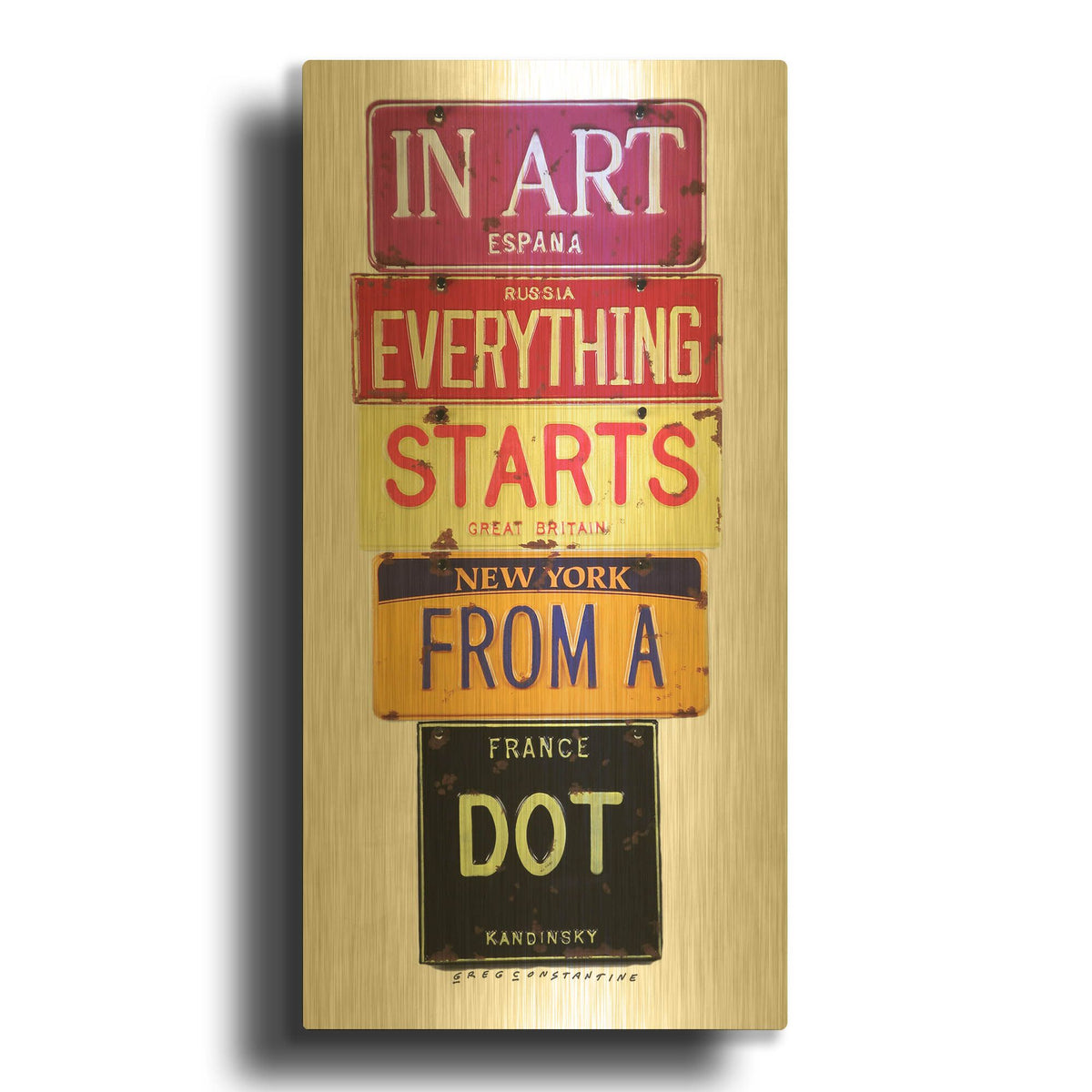 'Kandinsky Dot' By Gregory Constantine Gold Metal Wall Art