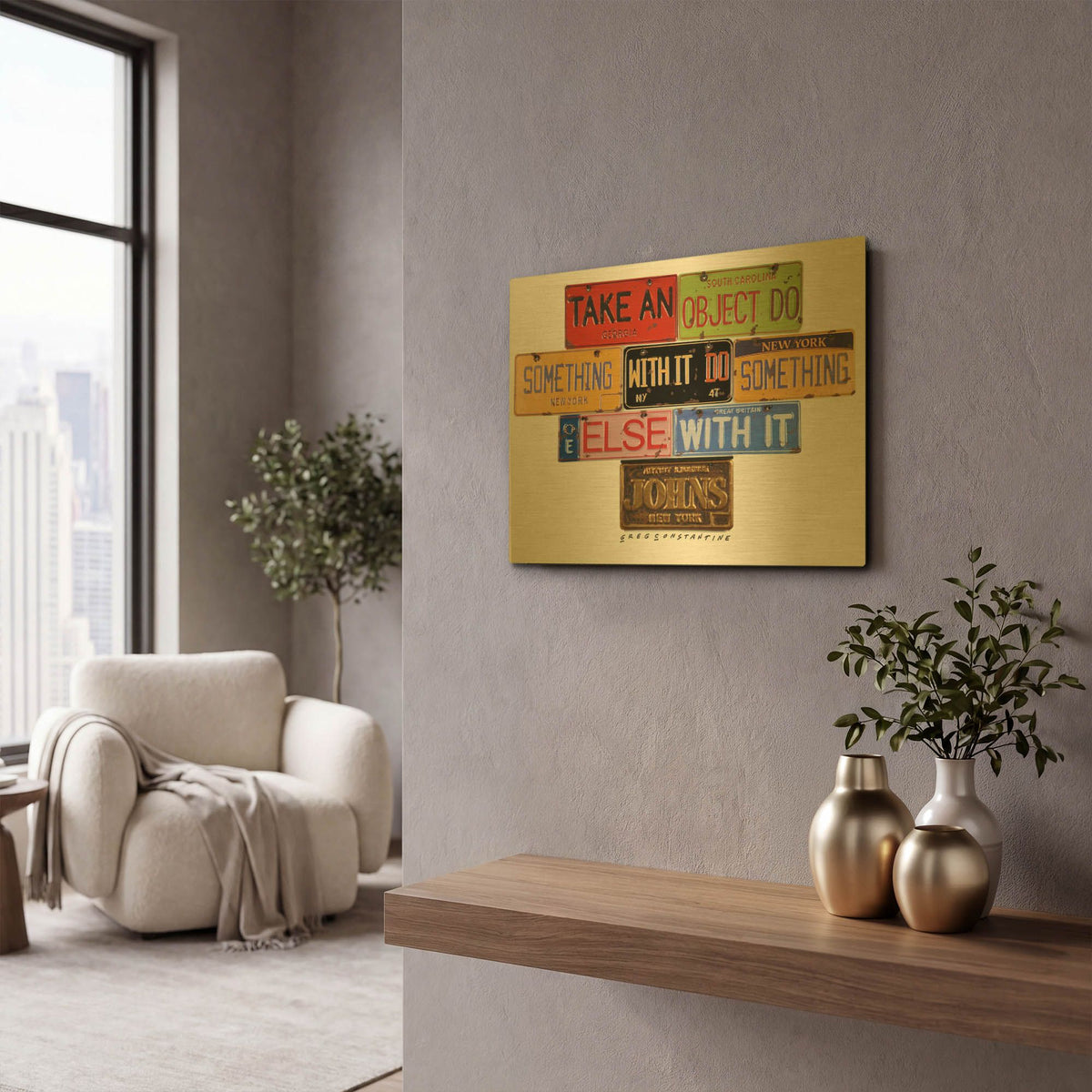 'Johns Object' By Gregory Constantine Gold Metal Wall Art