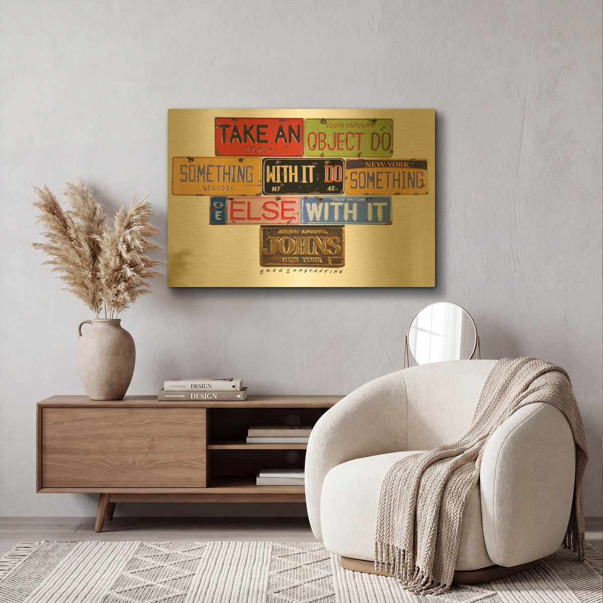 'Johns Object' By Gregory Constantine Gold Metal Wall Art