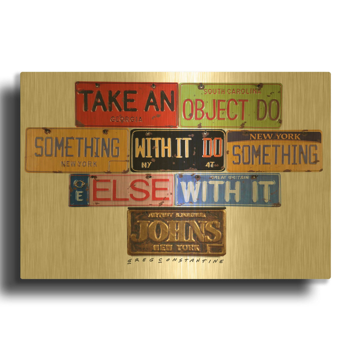 'Johns Object' By Gregory Constantine Gold Metal Wall Art