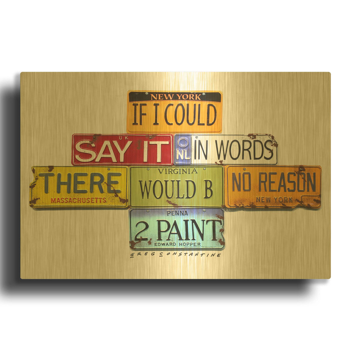 'Hopper Say It In Words' By Gregory Constantine Gold Metal Wall Art